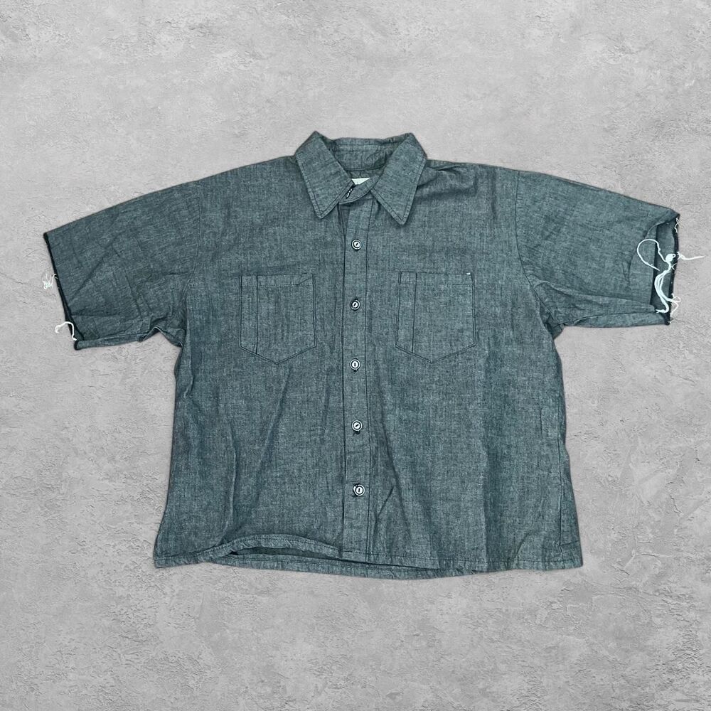 Cotton Cowboy Salt Pepper Work Shirt M Western Cowboy Vintage Workwear